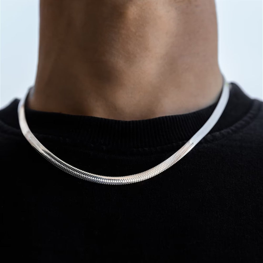 Colar Masculino Hip Hop Snake Chain Nova Moda Aço Inoxidável Cor Prata Acessórios de Joalheria Presente de Festa