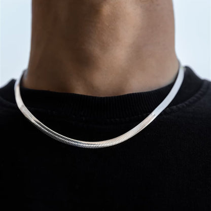 Colar Masculino Hip Hop Snake Chain Nova Moda Aço Inoxidável Cor Prata Acessórios de Joalheria Presente de Festa