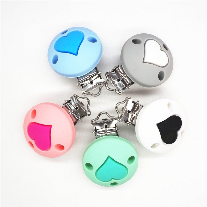 Chenkai 10PCS Round Bear Star Silicone Teether Clip DIY Baby Pacifier Dummy Chain Holder Soother Nursing Jewelry Toy Clips