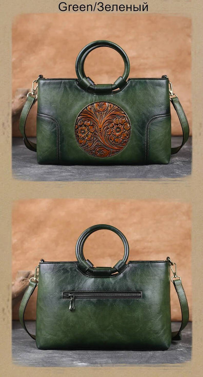 2025 New High Quality Leather Women Handbag Retro Handmade Embossed Shoulder Bag For Women Large Capacity Female Messenger Bags