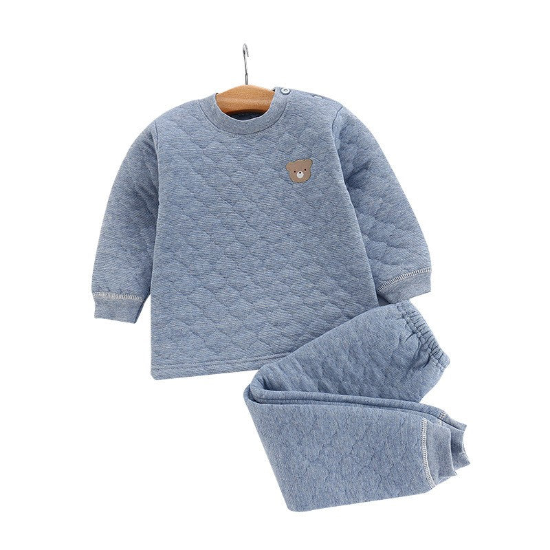 Pijama de Inverno Infantil para Bebês e Crianças, Roupa Térmica, Conjunto de Camadas, Algodão Grosso, Para Meninos e Meninas, Conjunto de Roupa de Dormir