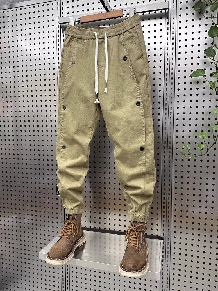 American Sle Workwear Pants Men's Trendy Brand Cuffed Harem Pants Splice Function down Jaet Spring Autumn Thin Casual Pants