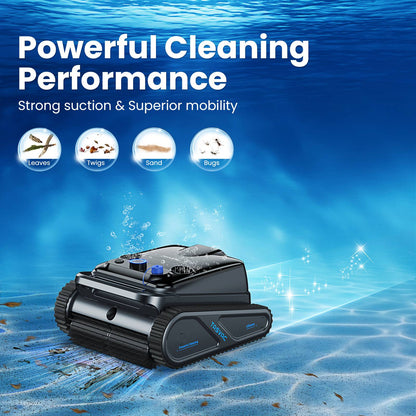 Limpador de Piscina Robótico sem Fio, Aspirador de Piscina para Piscinas Enterradas com 4 Motores, Limpeza de Parede e Linha d'Água, Bateria com 300min de Duração
