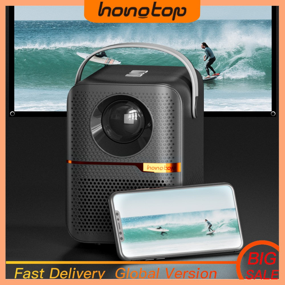 Projetor HONGTOP P10 Versão Global Smart TV WIFI Projetor Doméstico 1080P Projetor Android 4GB 64GB Foco Elétrico Projetor Portátil