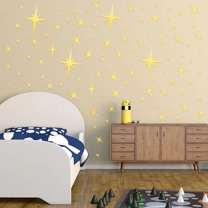 3D Star Mirror Wall Sticker Large Medium and Small Combination Acrylic Mirror Wall Sticker Home Living Room Wall Decorations