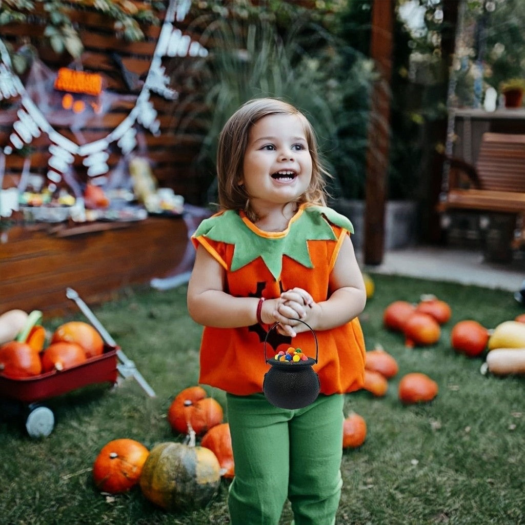 12pcs Black Cauldron with Handle, Magic Witch Cauldron Kettles Halloween Pot Candy Bowl Holder for Halloween & St. Patrick’s Day