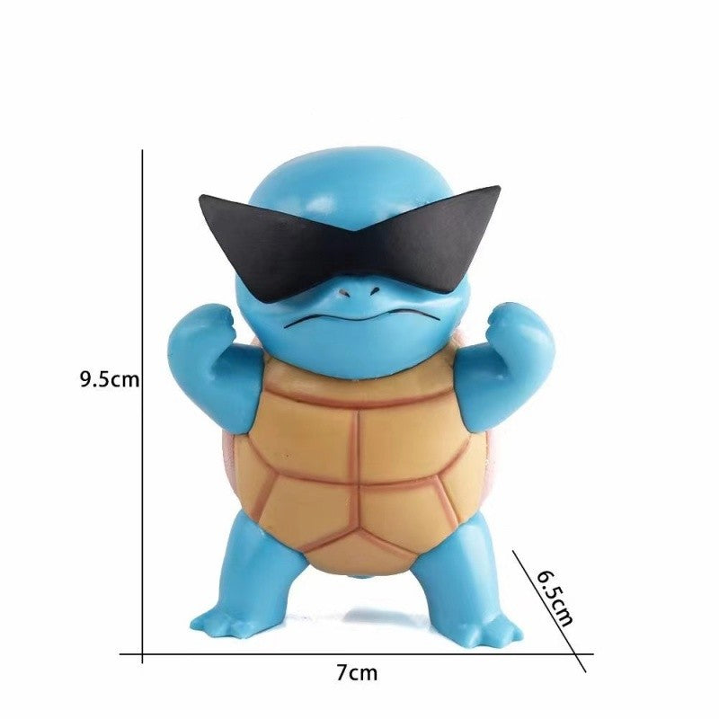 3 Estilos Boneco Pokémon 9cm Squirtle de Óculos de Sol Figura PVC Modelo Colecionável Pokémon Go Boneco de Ação Presente de Aniversário Infantil