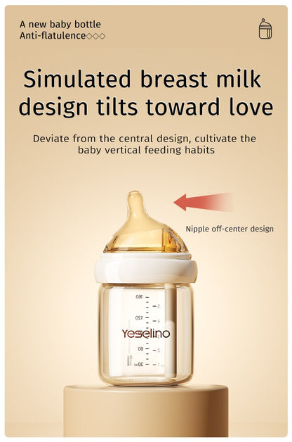 Newborn Baby Items Feeding Bottle 0-6 Months Anti Bloating Anti Spitting Choking Bebe Glass Baby Bottles 160ml Silicone Nipple