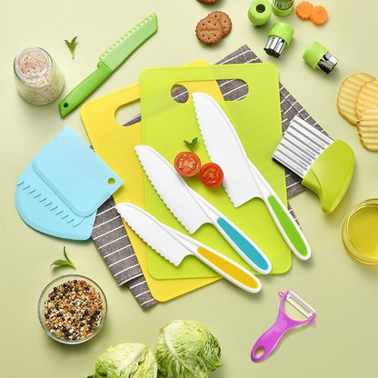Novo Conjunto de Cortadores de Cozinha Infantil Faca Infantil Cortador de Criança Faca de Plástico para Bolo Frutas Crianças Ferramentas Descascadoras DIY Acessórios de Cozinha