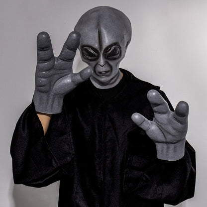 51 Area UFO Alien Mask Gloves Cosplay Extraterrestrial Organism Monster Skull Latex Helmet Hands Halloween Party Costume Props