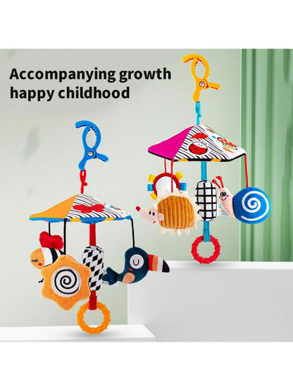 Baby Color Plush Umbrella Wind Chime Baby Bed Bell Visual Inspiration Baby stroller pendant Wind Chime Comfort Toy