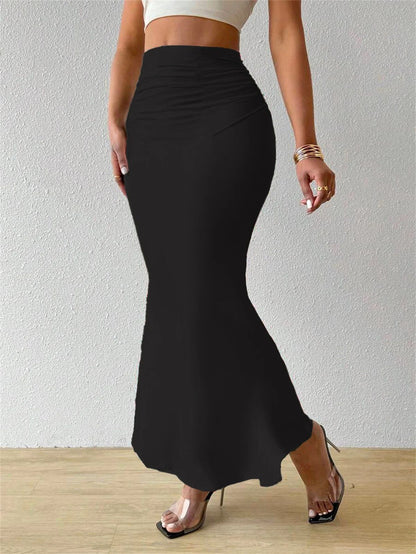 Fishtail Bodycon Skirt Women Autumn New in Fashion High Waist Fold Skirts Lady Causal Street Short Dress Sexy Solid Slim Skirt