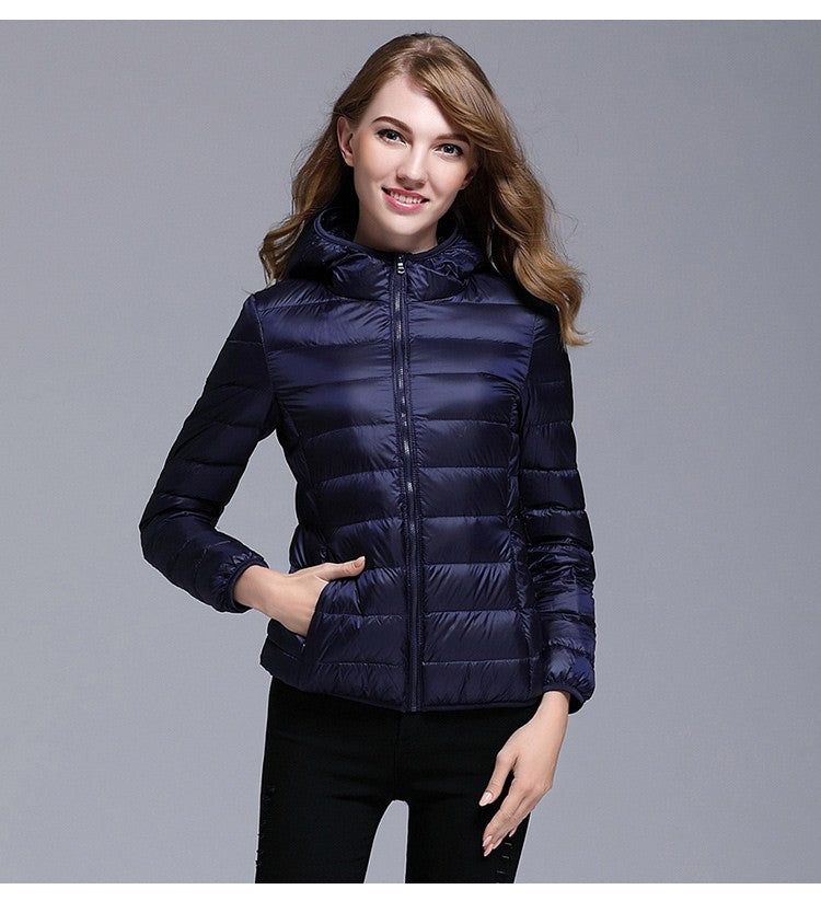 White Duck Down Winter Hoody Jackets Ultra-light Women Down Coats Puffer Long Sleeve Warm Slim Portable Thin Female Outwears 7XL