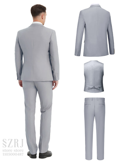 4pcs Classic Business Suit: Blazer, Vest, Pants, Pocket Square - Quality, Comfort, Stylish Lapel | Weddings/Parties/Business