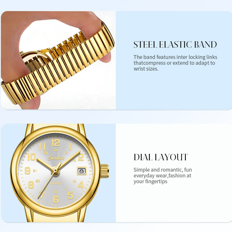 SUNKTA Women's Quartz Wristwatches Top Brand Luxury Bracelet Watch Gift For Women Fashion Simple Sport Waterproof Ladies Watch