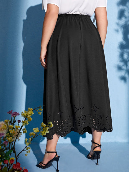New autumn 2024 plus size women's skirt with gentle, elegant and temperament style, slit design and solid color.