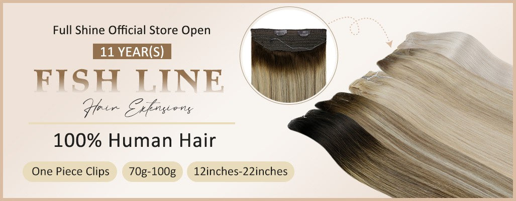 Full Shine Fishing Wire Hair Extensions Cabelo Humano Real Hair Extensions Apliques Para Mulheres Fio Secreto Grosso