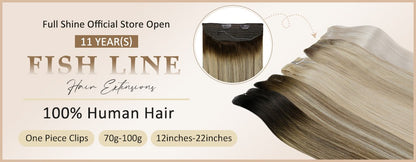 Full Shine Fishing Wire Hair Extensions Cabelo Humano Real Hair Extensions Apliques Para Mulheres Fio Secreto Grosso