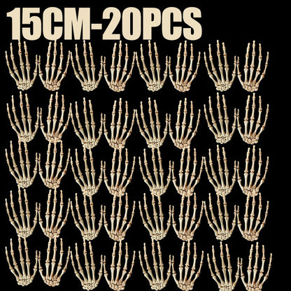 1 Pair Of Halloween Skeleton Hands Haunted House Bar Party Plastic Horror Props Dummy Hands Bones Halloween Scene Decor Supplies