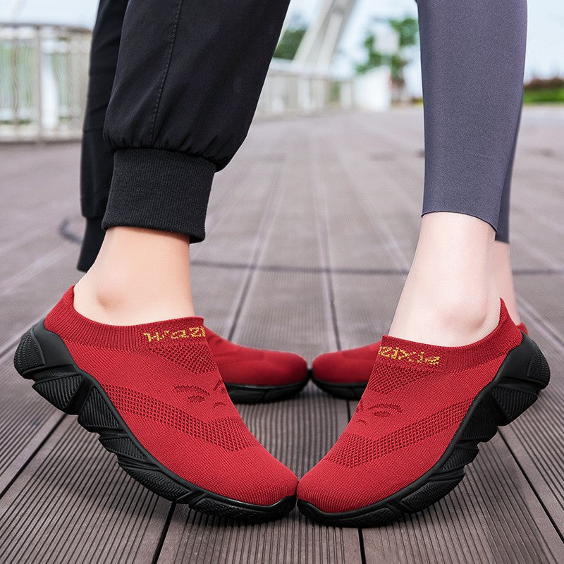 Men And Woman Sneakers Couples Slip On Half Shoes Comfortable Ankle Sock Shoes Increase Height Casual Shoes Size 35-47