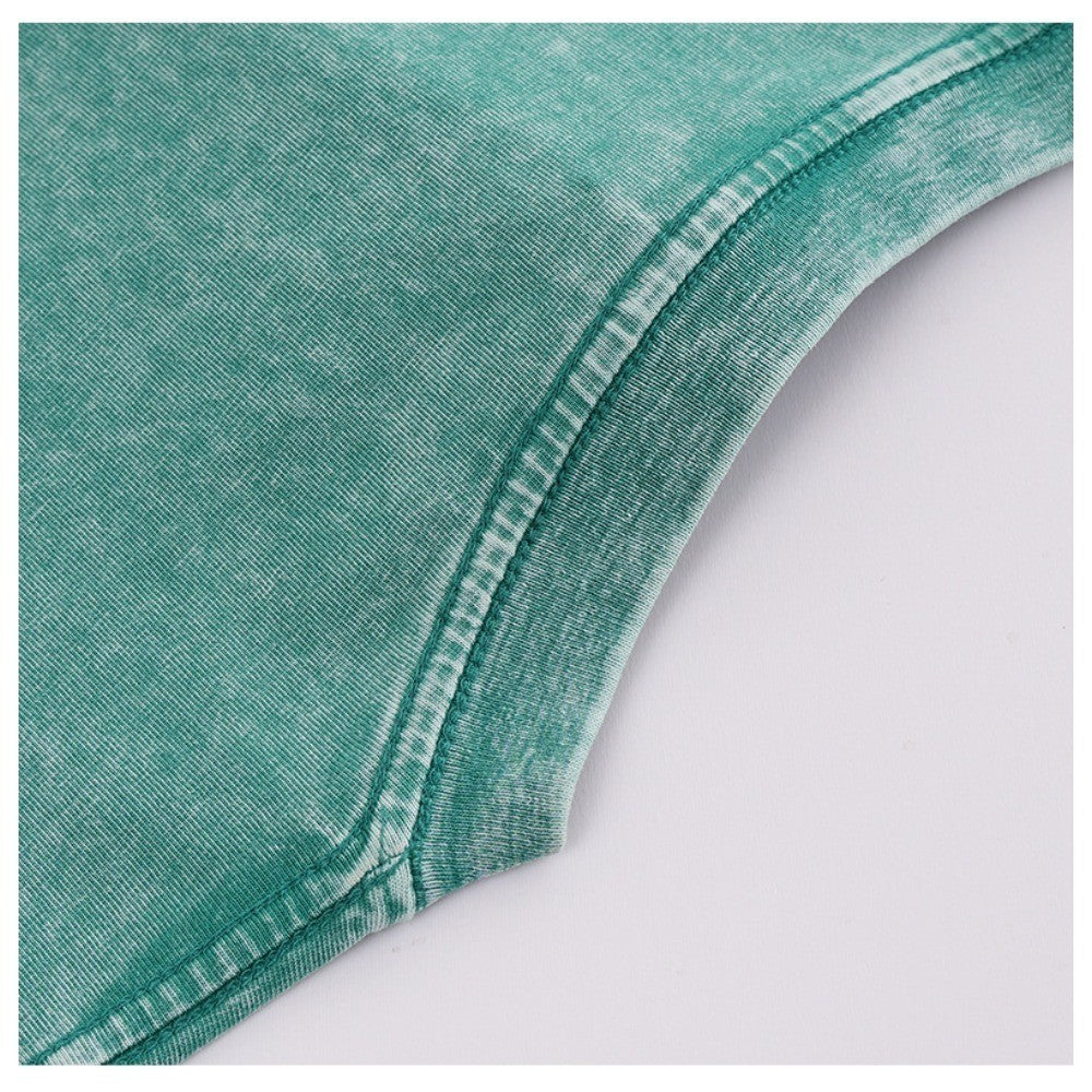 230g retro fried snowflake washed T-shirt Europe and the United States cross-border cotton t loose bottoming round neck pullover