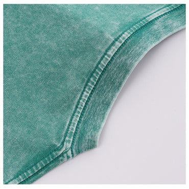 230g retro fried snowflake washed T-shirt Europe and the United States cross-border cotton t loose bottoming round neck pullover