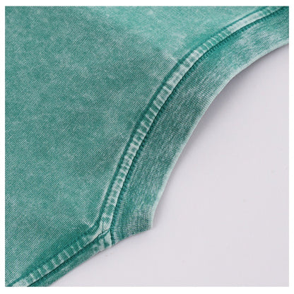 230g retro fried snowflake washed T-shirt Europe and the United States cross-border cotton t loose bottoming round neck pullover