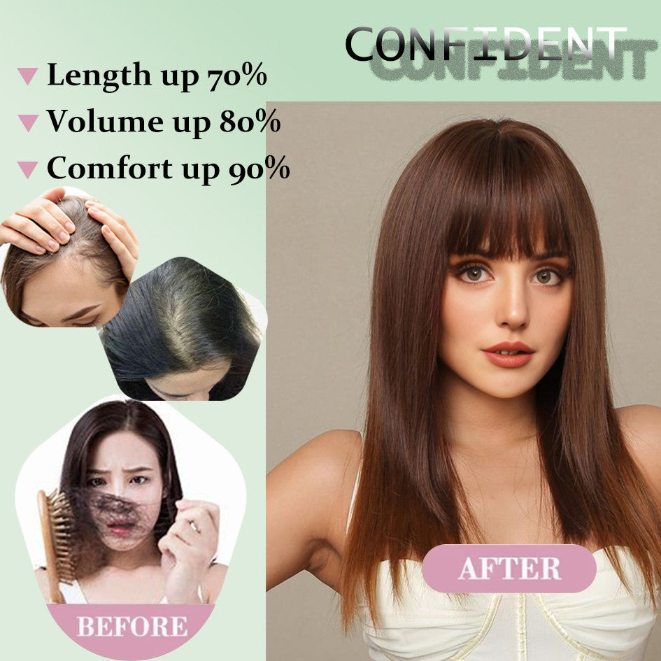 Franja sintética feminina de 25 cm/35 cm, lisa, aplique de cabelo topo, três presilhas, peruca preta/peruca marrom/peruca bege/peruca cáqui