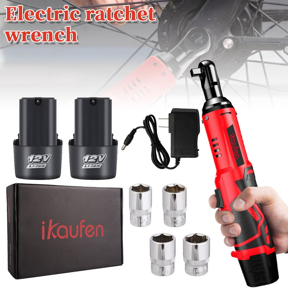 Chave Elétrica Sem Fio 12V, Chave de Catraca 3/8 Polegadas, Ferramenta de Reparo Automotivo para Remover Parafusos e Porcas, Chave de Ângulo Reto