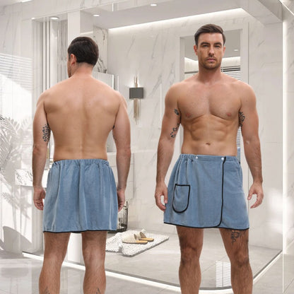 Saia de Banho Masculina de Hotel, Doméstica, Simples, Fibra Fina Ajustável, Tamanho Adequado para Homens com Peso Inferior a 90 KG.