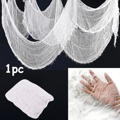 Halloween Gauze Fabric Black Chunky Gauz Fabric Haunted House Diy Decorative Gauze Horror Party Scene Props Halloween Decoration