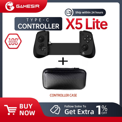Original GameSir X5 Lite Type-C Mobile Gaming Controller with Membrane Hair Triggers ,Gamesir Hall Effect Sticks for IOS Android
