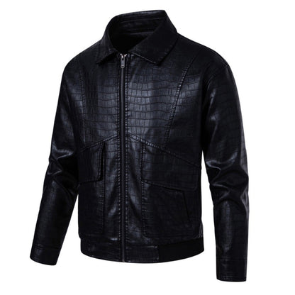 New Fashion Men's Spring Autumn Lapel Casual Pu Leather Loose Motorcycle Jacket