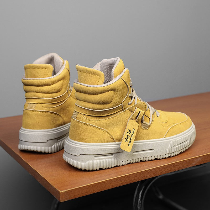 Fashion Leather Ankle Boots Men's Skate Sneakers Comforty Non Slip Wear Resistant Sole Winter Boots Preppy Street Casual Shoes