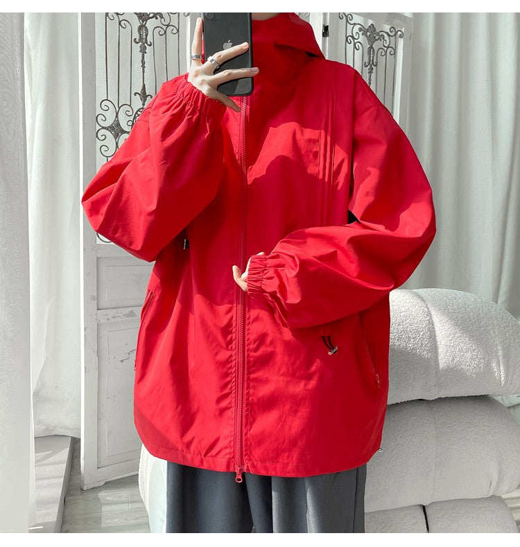 2024 Men Hooded Jacket Men Bomber Jacket Mens Windbreakers Zipper Coats Spring Autumn Loose Cargo Jacket Men Casual Sportswear