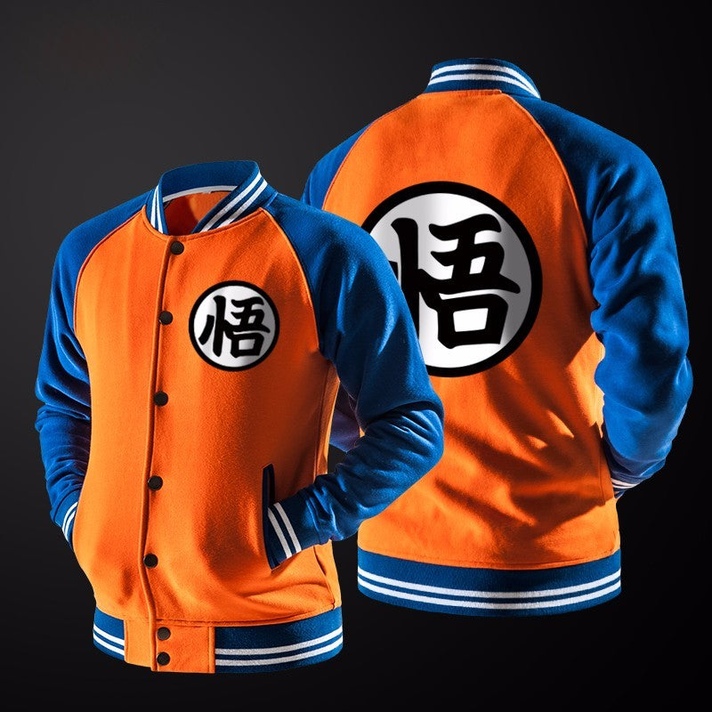 Anime Japanese Son Goku Baseball Jacket Cosplay Cartoon  Mens Warm Coat Spring Autumn Overcoat Fleece Hoodies jaqueta masculina