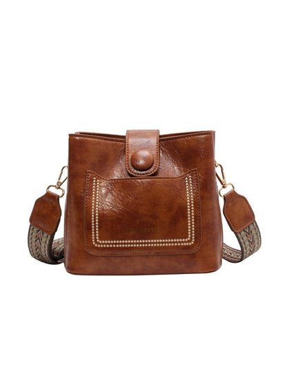 PU Shoulder Bag Multi-pocket Design Zipper and Buckle Opening Design Fashionable Versatile Messenger Bag