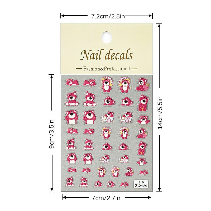 Adesivo de Arte para Unhas Disney Toy Story em Relevo 5D Desenho de Alienígena Lotso Decoração de Unhas Decalques Autoadesivos para Unhas DIY Decalque de Manicure