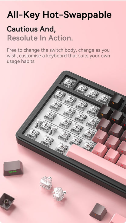 Teclado Mecânico Attack Shark X85 Bluetooth, RGB, Tri-modo 2.4G, Botões de metal, Hot-swap de todas as teclas, compatível com Win&Mac