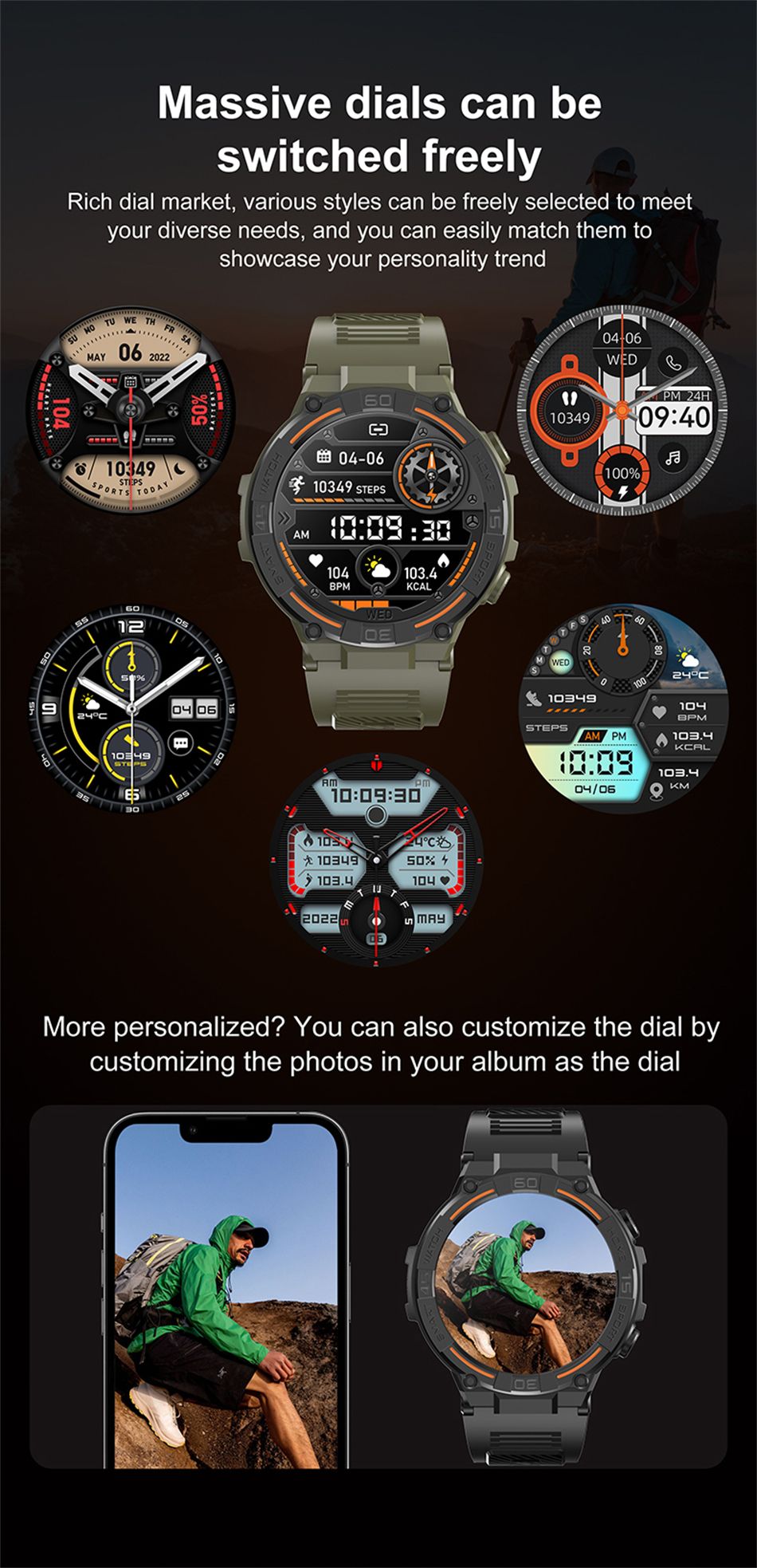 Smartwatch Militar de Outdoor 2025 Novo GPS Display Ultra HD de 1.52" Chamada Bluetooth Frequência Cardíaca IP69K À Prova D'água AI Smartwatch Masculino