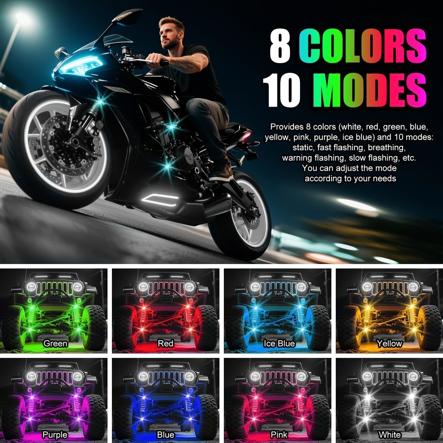 Luz Estroboscópica LED RGB Recarregável de Longa Duração, Luz de Posição de Advertência Sem Fio para Aeronaves, Helicópteros, Motocicletas, Acessórios Automotivos
