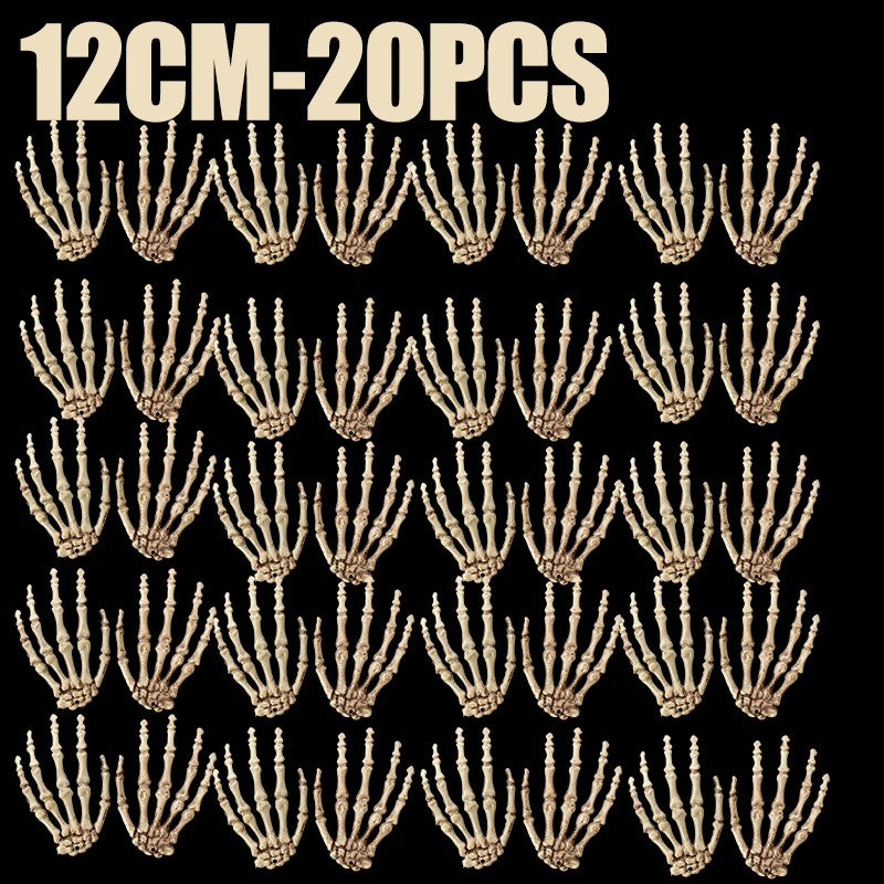 1 Pair Of Halloween Skeleton Hands Haunted House Bar Party Plastic Horror Props Dummy Hands Bones Halloween Scene Decor Supplies