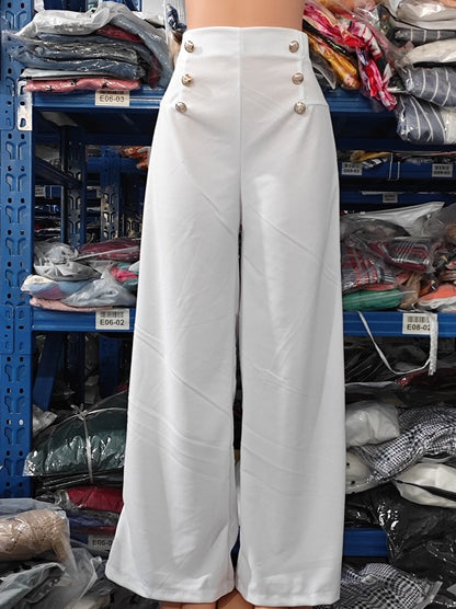 Elegant High Waist Wide Leg Bootcut Pants 2023 Summer European & American Fashion Simple Women's Flared Trousers