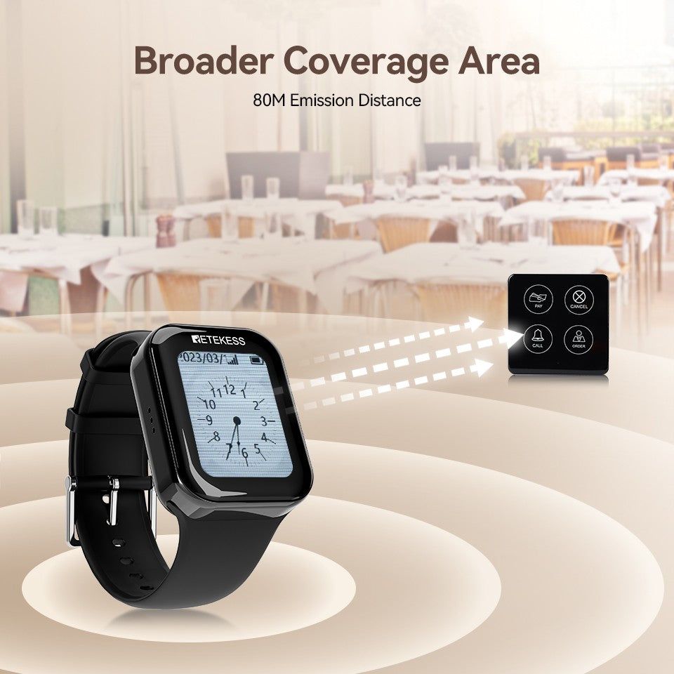 Retekess wireless calling system restaurant pagers TD113 waterproof touch watch TD033 waiter call buttons for cafe bar hookah