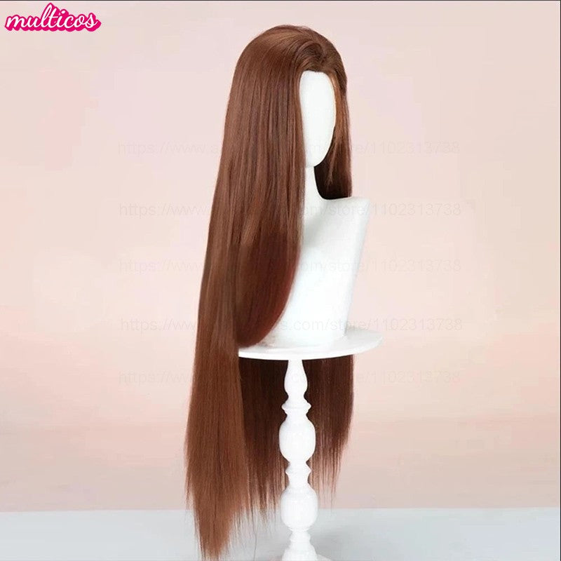 Peruca de Cosplay Hyuna de Alta Qualidade Alien Stage Peruca de Cosplay Longa e Lisa Castanha Resistente ao Calor Cabelo Sintético Perucas de Anime de Jogos + Touca de Peruca