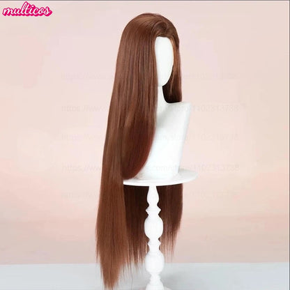 Peruca de Cosplay Hyuna de Alta Qualidade Alien Stage Peruca de Cosplay Longa e Lisa Castanha Resistente ao Calor Cabelo Sintético Perucas de Anime de Jogos + Touca de Peruca