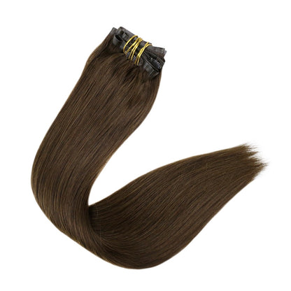 Full Shine PU Clip Hair Extensions Cabelo Humano Remy 100g Extensões Invisíveis Sem Costura de Cabelo Humano Clip-In Cor Balayage Loiro
