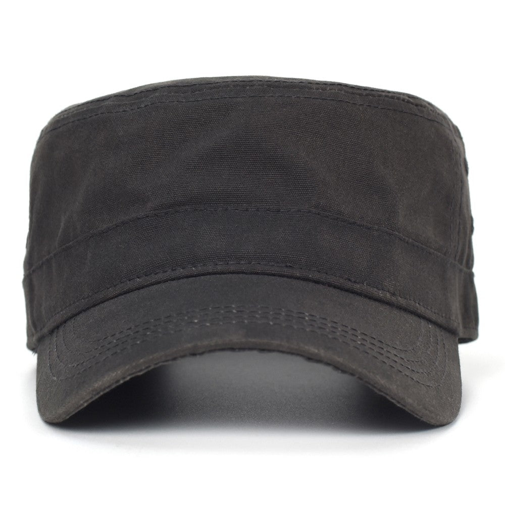 Bonés Militares de Lona Encerada Algodão Masculinos Impermeáveis Chapéu Cadete do Exército Design Único Vintage Topo Reto
