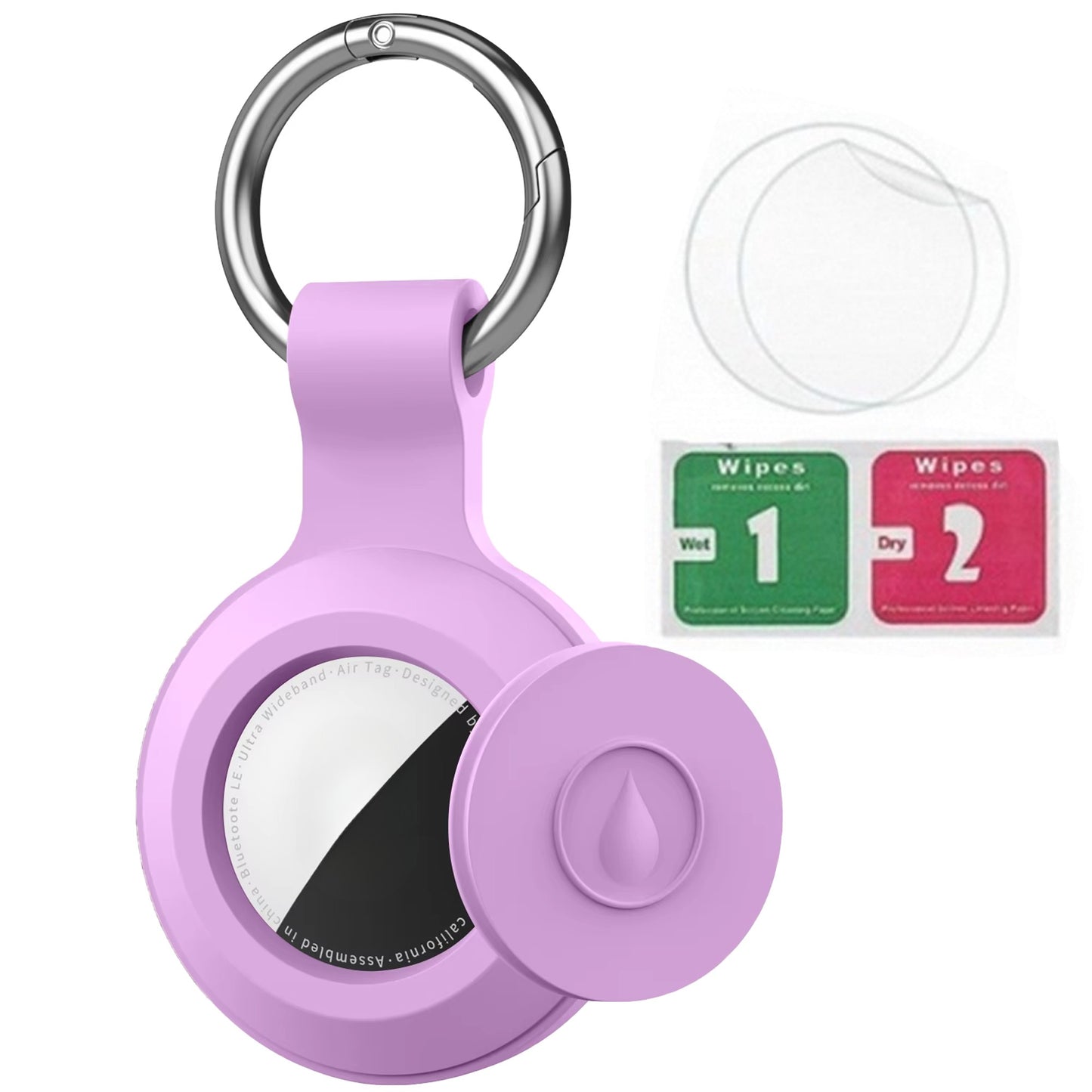 2/1 Pack Genuine Leather AirTag Keychain Holder . Secure Key Chain Case for Pet Collar Luggage Bag Full Cover Protective Keyring