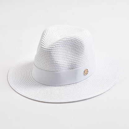 Summer Straw Hats for Women Men Panama Travel Beach Sun Hat Ribbon Decoration Elegant Luxury Jazz Hat